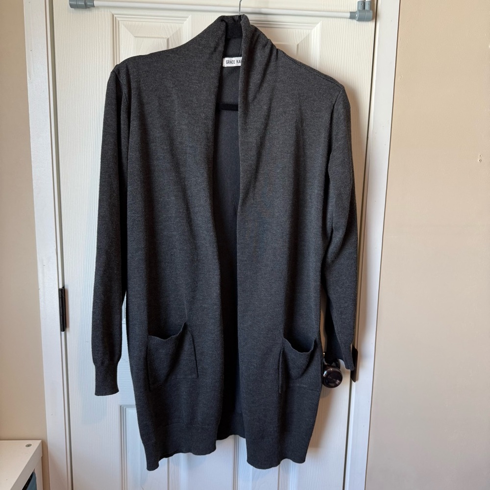 Grace Karin Charcoal Knit Cardigan Large